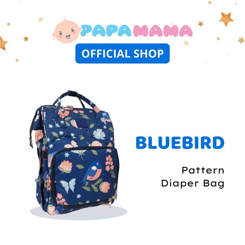 Papa Mama Diaper Bag Pattem Spiring Bird / Tas Perlengkapan Bayi / Tas Gendong