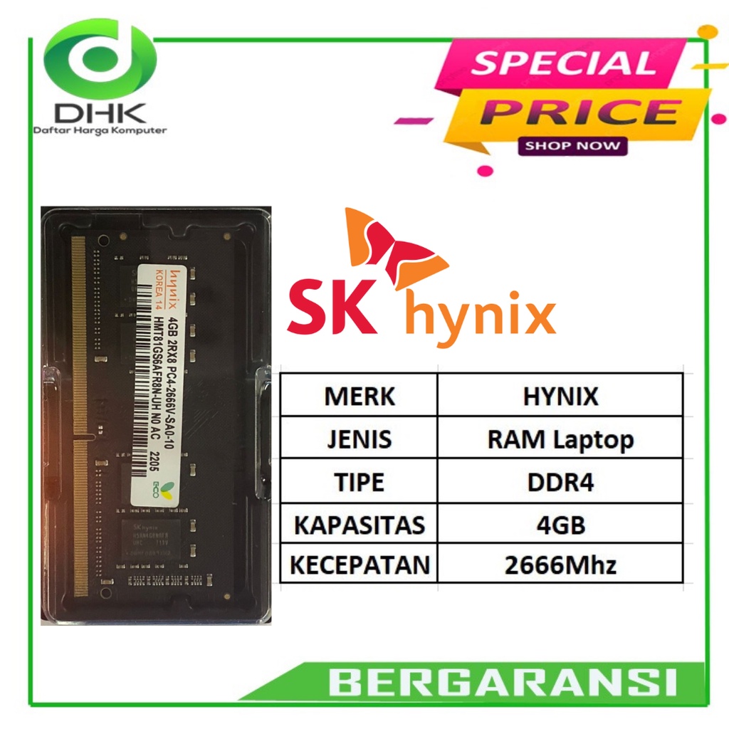 Memory Hynix Sodimm Laptop DDR4 4GB PC2666