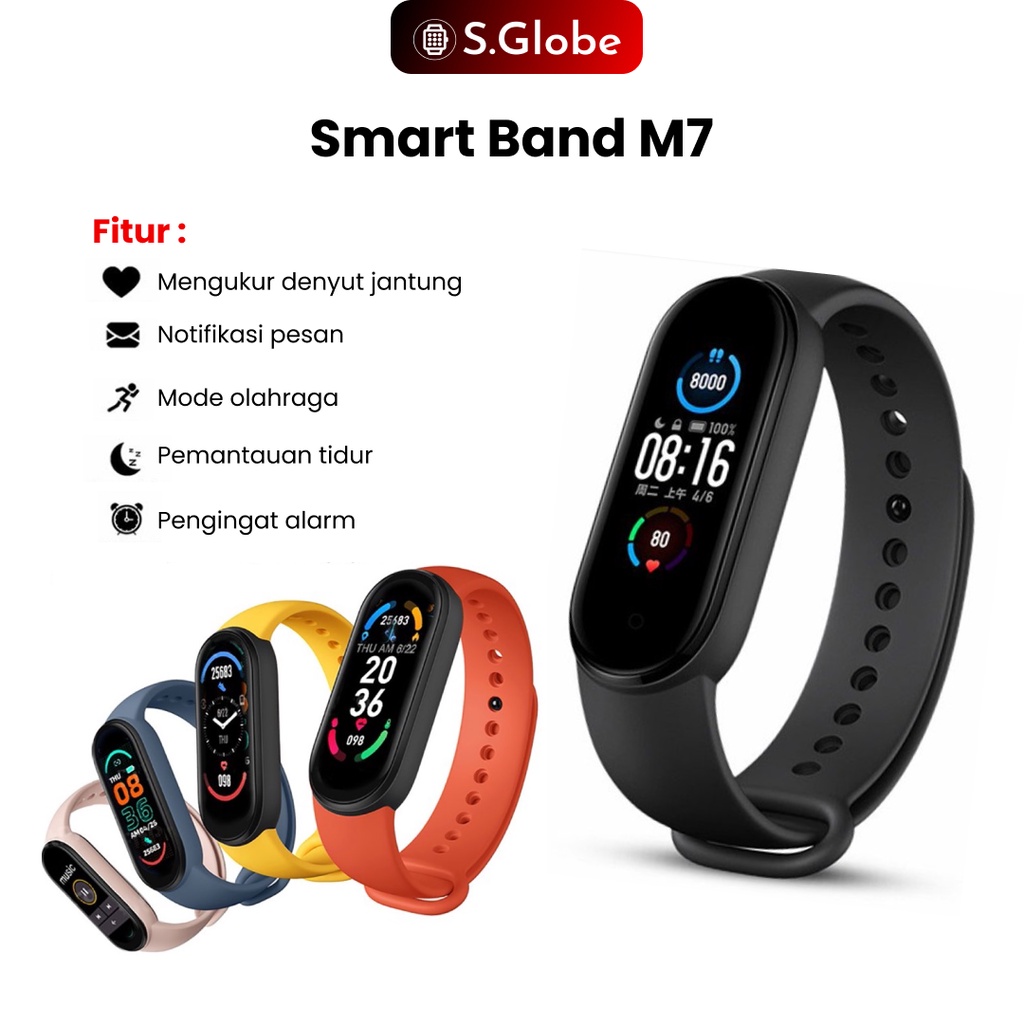 Jam Tangan M7 Smartwatch Olahraga Gelang Pintar Pelacak Detak Jantung Pedometer Monitor Tekanan Darah
