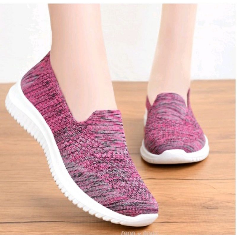 sepatu sneakers import wanita Korea slip on bahan twiss Misty ringan Q3