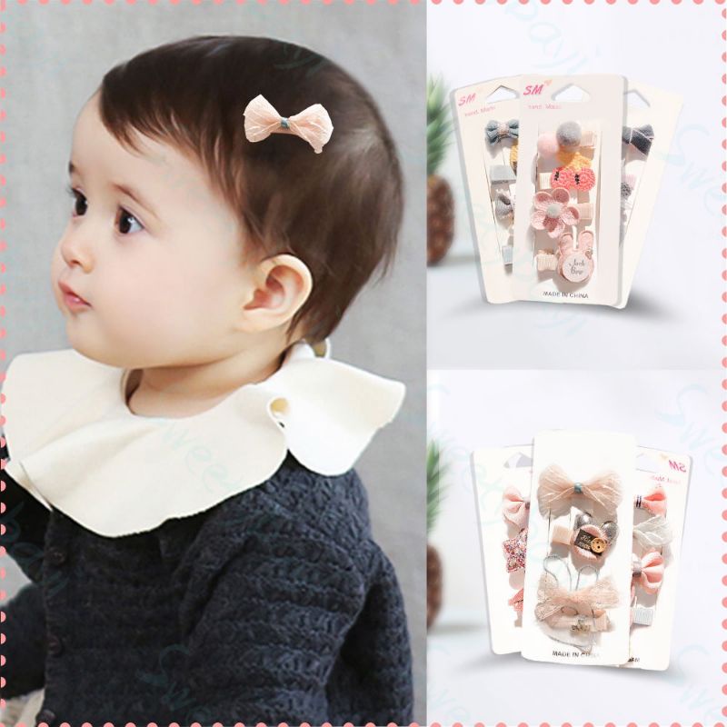 [rumahbayipdg] jepit rambut anak korea lucu set ikat rambut anak hair clip