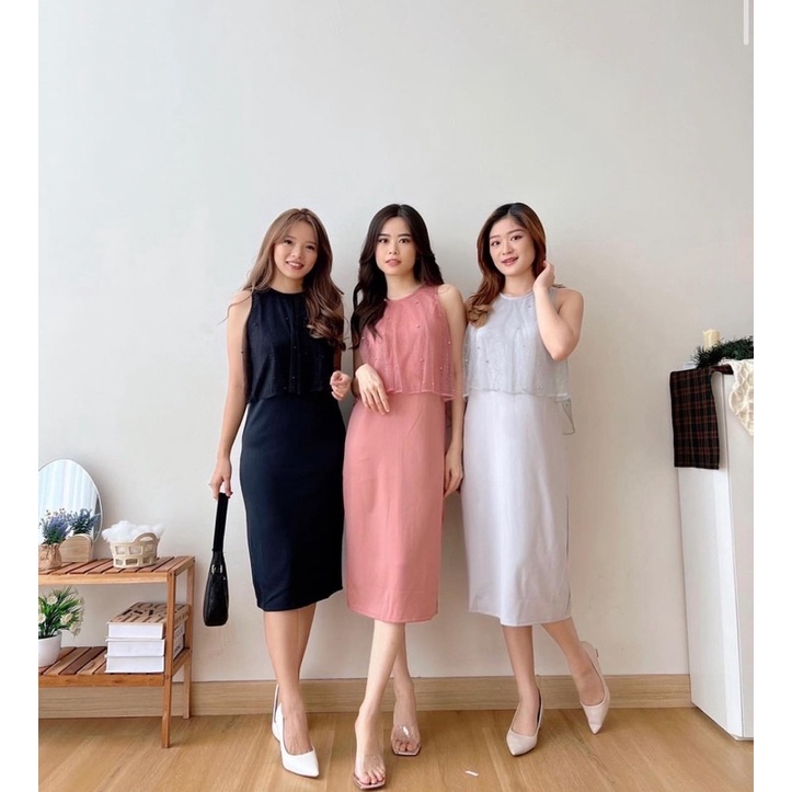 DRESS JUJU SIMPLE POLOS SLEEVELESS ALA KOREA EC 9250 / MIDI DRESS SIMPLE POLOS / DRESS TANPA LENGAN 
