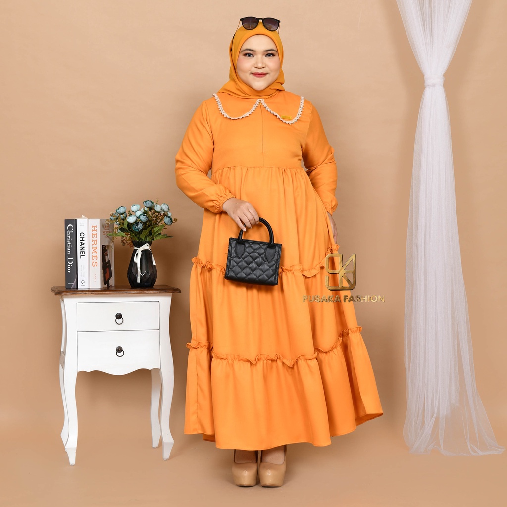 B3LA MAXY Gamis perempuan dewasa jumbo pakaian muslim wanita bigsize muat sampai 80kg+ ada size fashion muslimah terbaru long dress kekinian modern murahberkualitas warna putih hitam merah bata hijau army lilac kuning lemon mustard broken white dusty moca