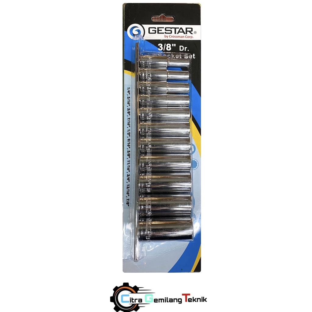 kunci sok set Gestar 3/8 inch DR 12pt SAE/ kunci sok/ crossman