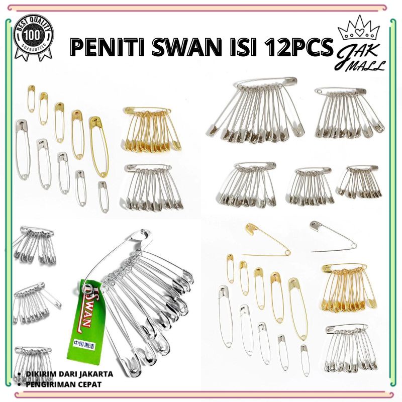 Peniti SWAN isi 12 pcs / Peniti Hijab / Peniti Jilbab / Peniti Set JM