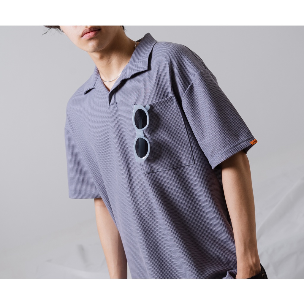 JAVAJONES Oversized Polo Waffle Nolan Steel Grey | Kaos Polo Pria Wanita