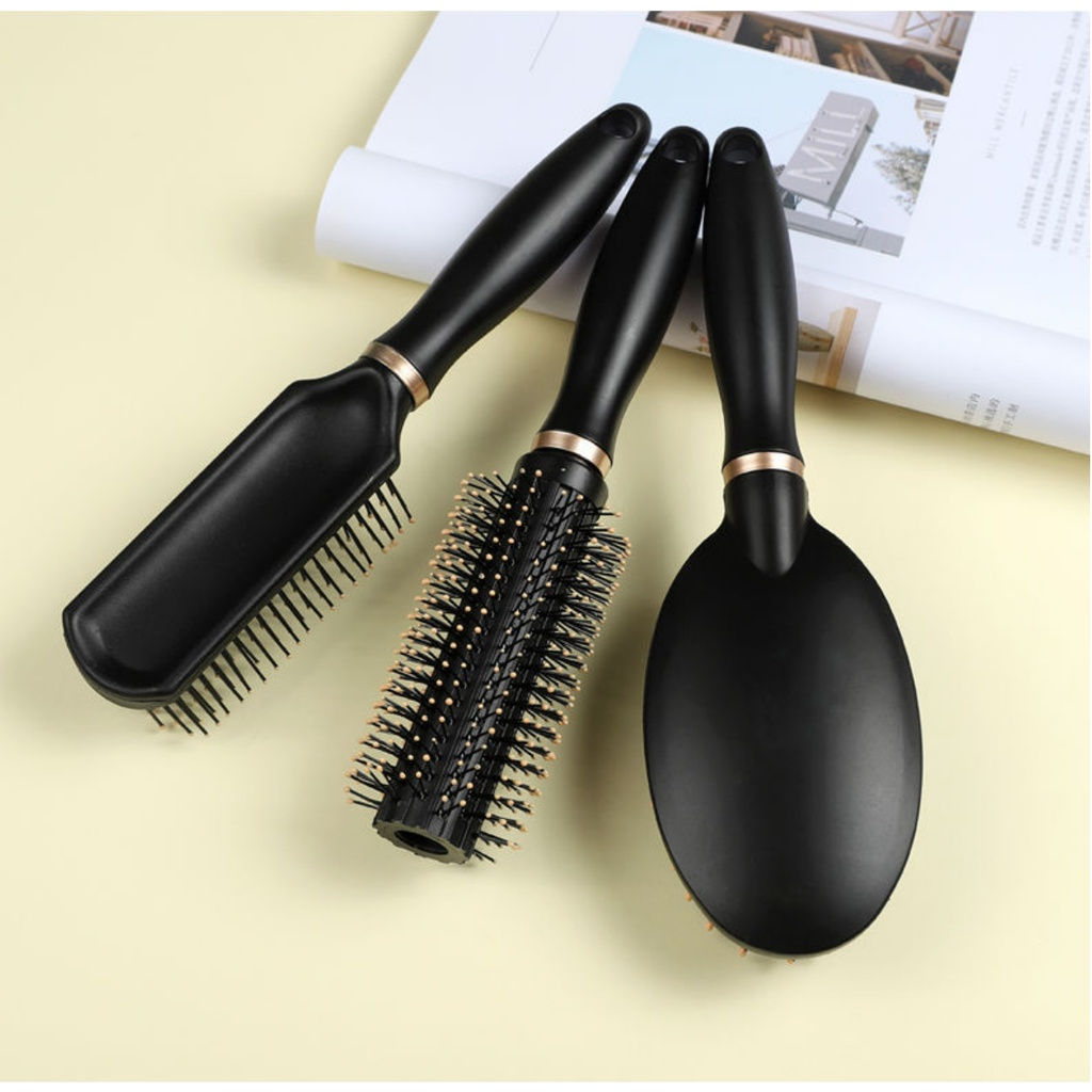 ED - SISIR RAMBUT ANTI KUSUT HITAM PREMIUM / SISIR ANTI KUSUT / SISIR PIJAT KESEHATAN PREMIUM QUALITY/sisir paket isi 3 pcs