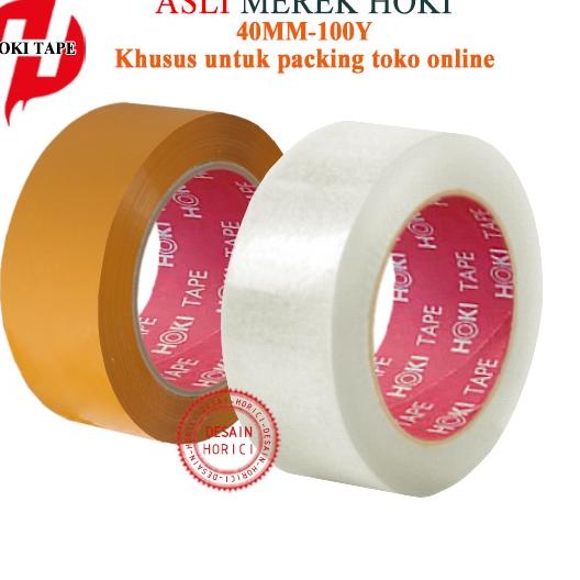 

で 40mmx100Y ASLI MEREK HOKI KHUSUS UNTUK PACKING ONLINE MURAH / FULL PANJANG LAKBAN BENING DAN COKLAT ISOLASI HOKI TAPE ₲