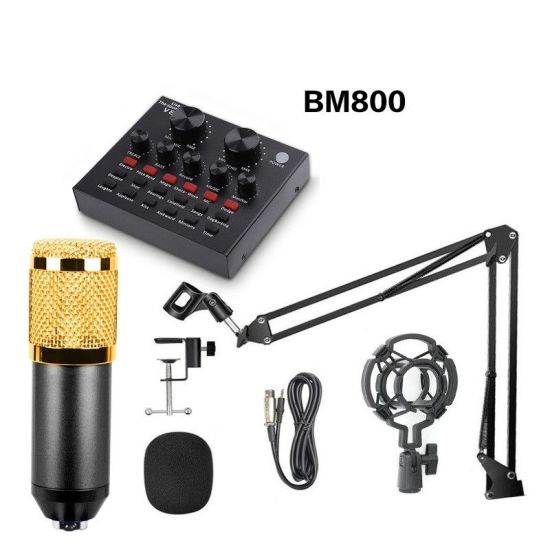 Microphone Recording BM-800 Set Stand Mic Podcast Youtuber Condenser Sound Card V8 OCEANMART OCEAN MART