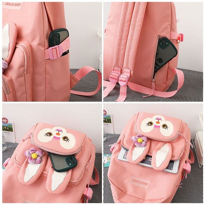 GI 9081 RISCE TAS RANSEL 5IN1 IMPORT WANITA CEWEK PEREMPUAN JAKARTA BATAM RABBIT KELINCI JT SEKOLAH KURSUS LES SD SMP SMU KULIAH