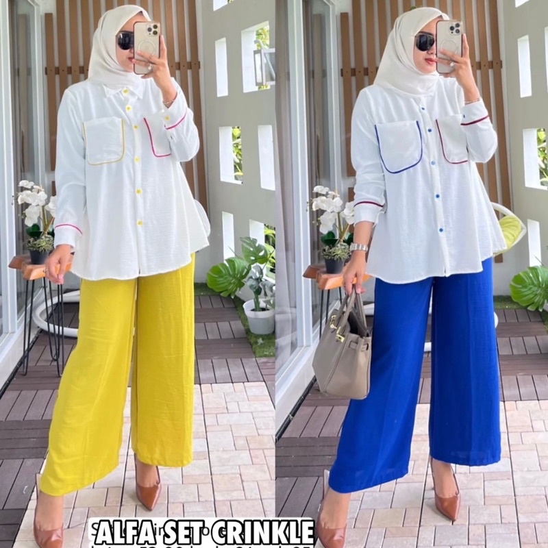 ALFA SET CRINKLE MUSLIM VIRAL HITS GROSIR MODELLANO MURAH SETCEL CRINKLE TERBARU MODEL KANTONG PUTIH