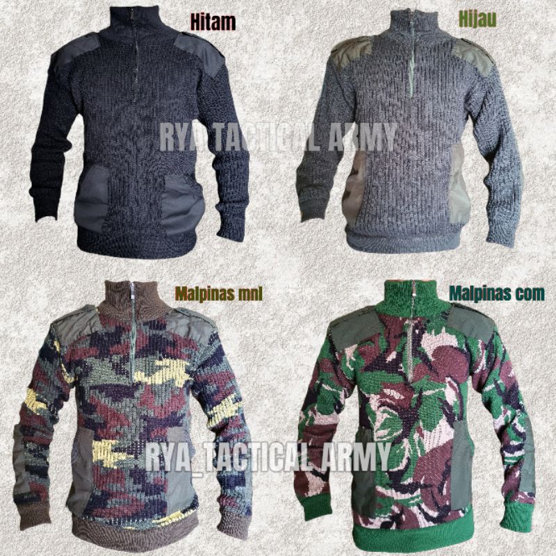 sweater rajut loreng | hitam | hijau army | sweater rajut loreng army tni | sweater rajut pria wanit