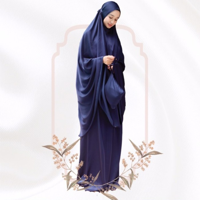 {FamilyStore} Prayer Robe Mukena Polos LbyLCB - navy Berkualitas