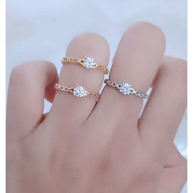 cincin solitaire+ukir infinity samping/perak asli silver 925 lapis emas/perhiasan fashion wanita terbaru