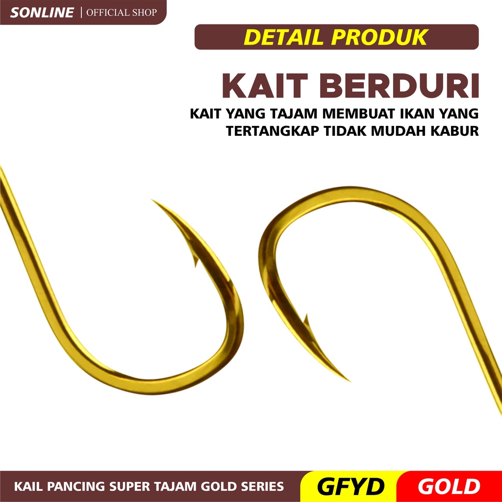 Sonline Kail Pancing Gold 25 pcs High Carbon Steel Barbed Fishing Hook Tackle Kail GFYD