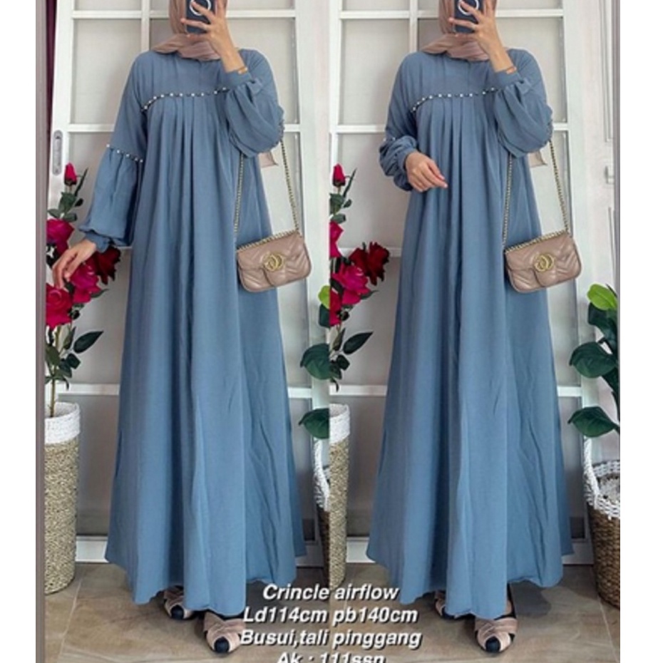 Gamis medina  Mutiara crinkle premium mewah