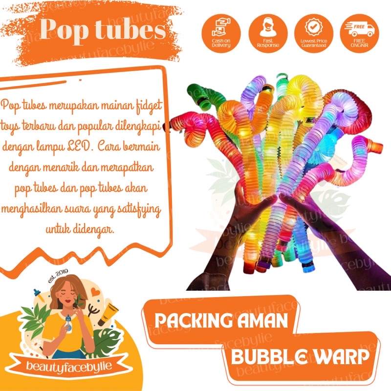 Mainan anak Viral CEV Light Up Pop Tubes Pop LED Pipes / Mainan LED POP FIDGET TUBES SENSORY TOYS / Mainan Lampu