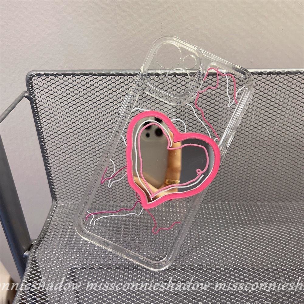 Cute Love Heart Make Up Mirror Bracket Phone Grip Korea Foldable Phone Holder Ring Phone Stand Holder Extendable Grip Cincin Telepon Untuk Semua Ponsel