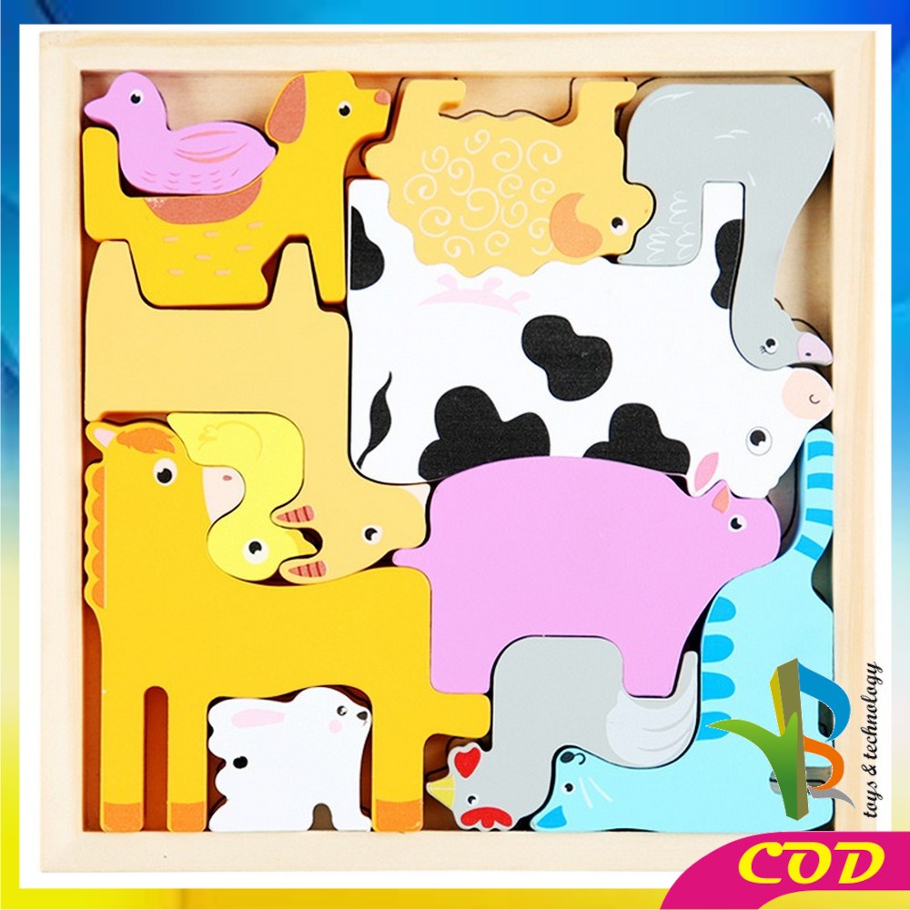 RB-M177 Mainan Puzzle 3D Wooden Toys Puzzle Kayu Mainan Edukasi Anak Jigsaw Puzzle Cocokkan Bentuk