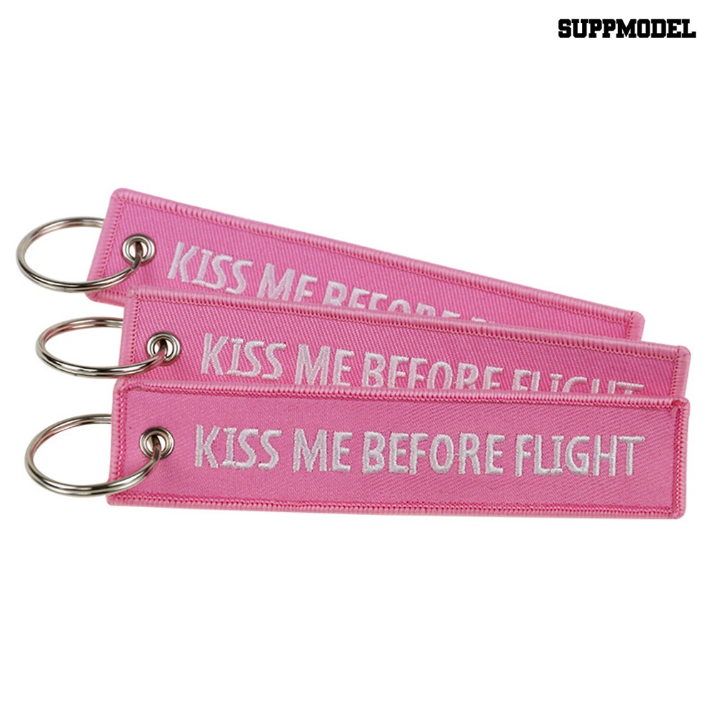 [Auto] Kiss Me Before Flight Tag Bordir Gantungan Kunci Mobil Key Ring Holder Liontin Charm