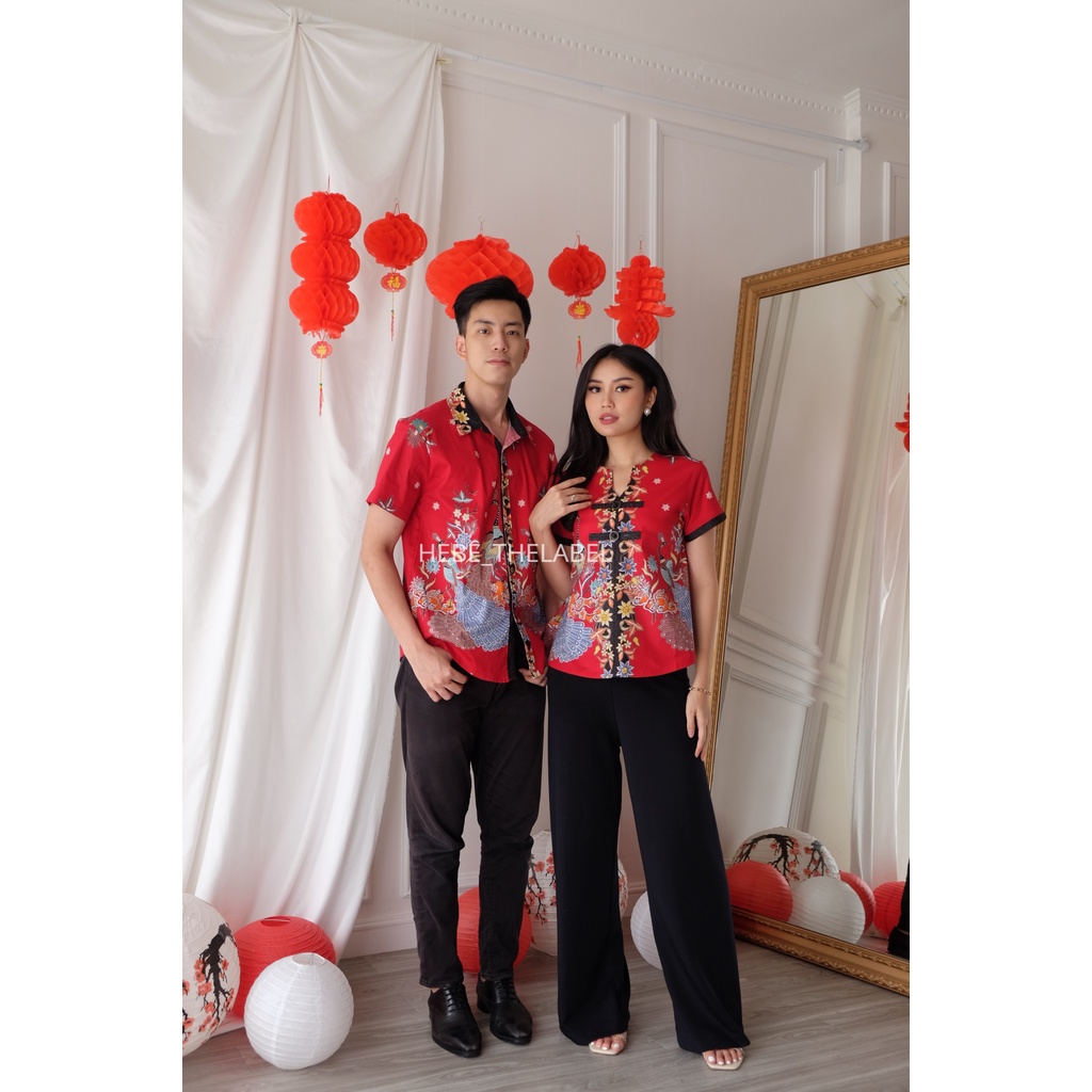 Ishana Red Batik Cheongsam Chinese New Year - (- Men Short-Nadine-Mutia-Hera-Brenda-Kora-Intan)