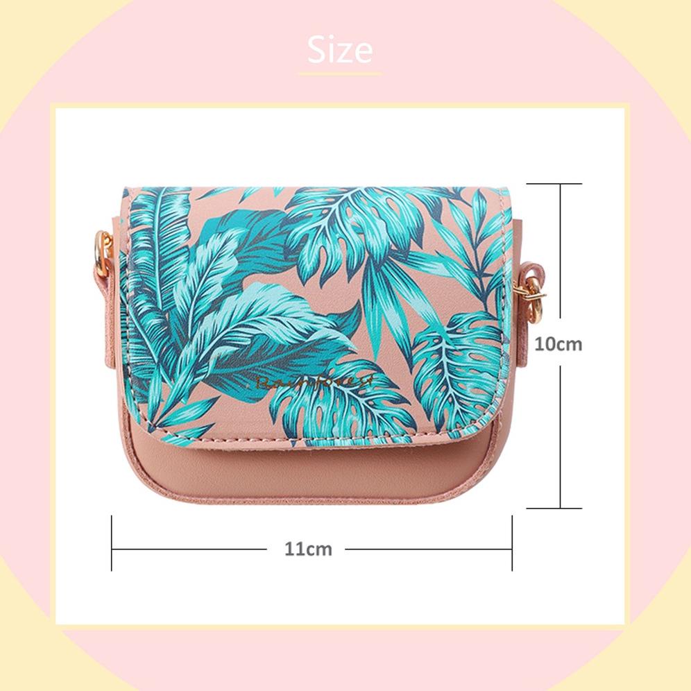 [KODE PRODUK BLJ3644] MINISO Tas Selempang Wanita Hutan Hujan Kain Kecil Tas Mini Lipstik Bag Rantai