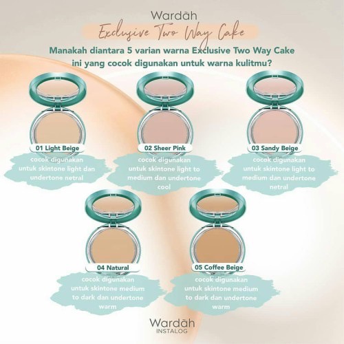 WARDAH Exclusive Two Way Cake Indonesia / Bedak Padat Wajah 12g / High Coverage For Flawless Look Superfine / Silky Particles Soft Focus Agent Oil Absorber / SPF 15 Vitamin E Full Tahan Lama / Cosmetic Face Makeup Make Up Series / Compact Powder Refill