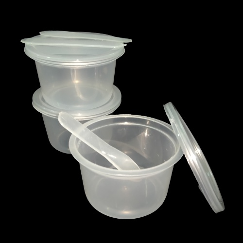 [40 pcs] Thinwal Cup Plastik Ice Cream 100ml + Sendok Bening | Cup Ice Cream Rian