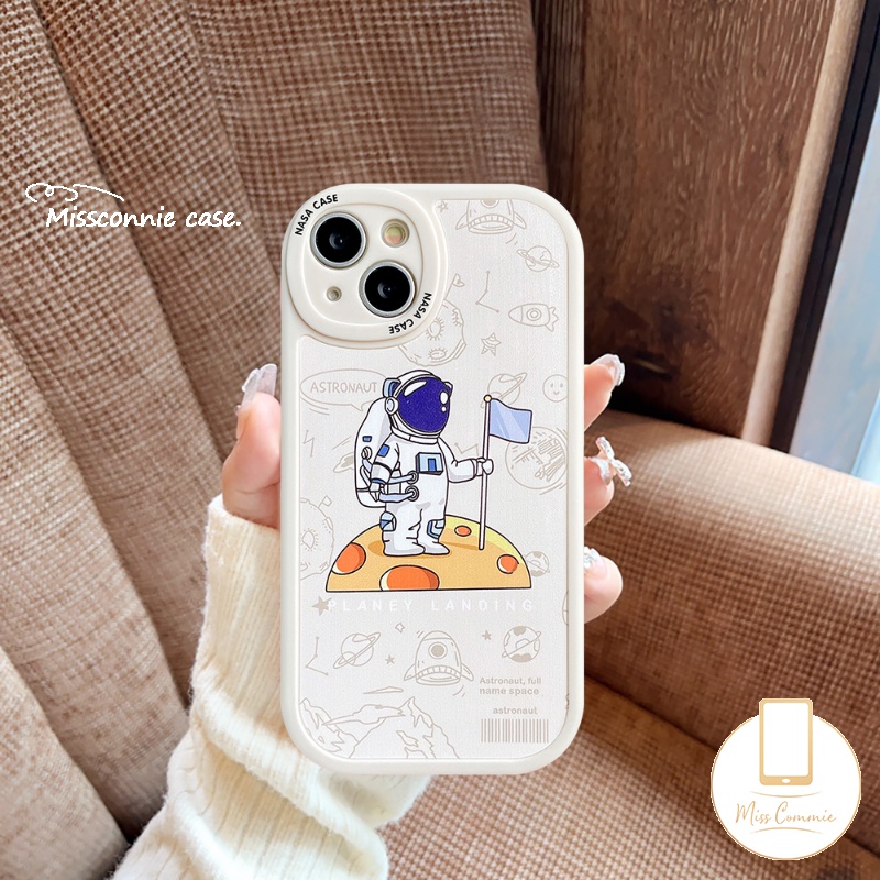 Couple Case Compatible for IPhone 11  13 12 14 11 Pro Max 6 6s 7 8 Plus 14 Plus XR X XS MAX SE 2020 Trendy Brand NASA Soft TPU Cartoon Astronaut Space Phone Cover