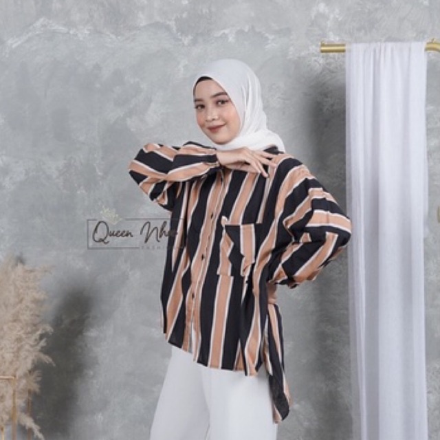KEMEJA WANITA OVERSIZE RAYON KATUN PATTERN