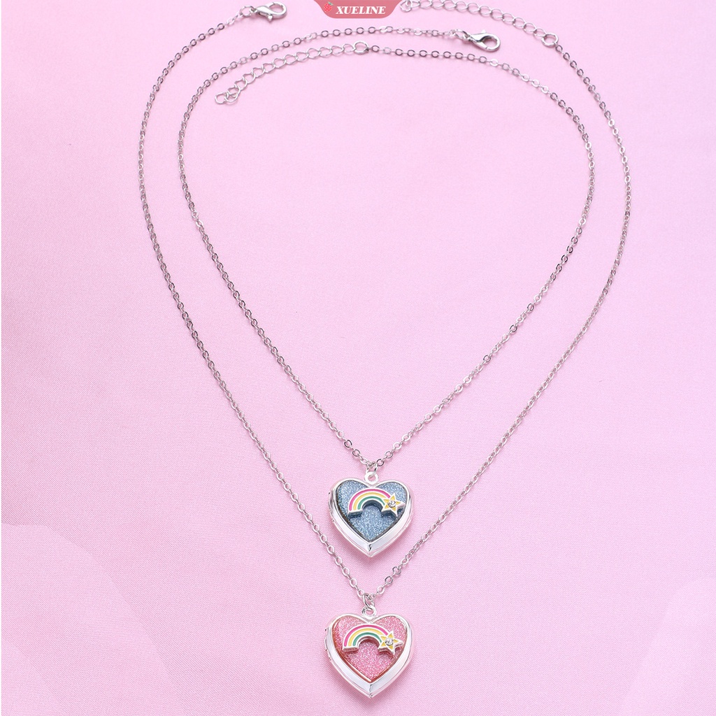 Dapat Dibuka Cinta Hati Liontin Liontin Wanita Kalung Warna Silver Rantai Memori Bingkai Foto Keluarga Kekasih Valentine Perhiasan Hadiah Baru [ZXL]