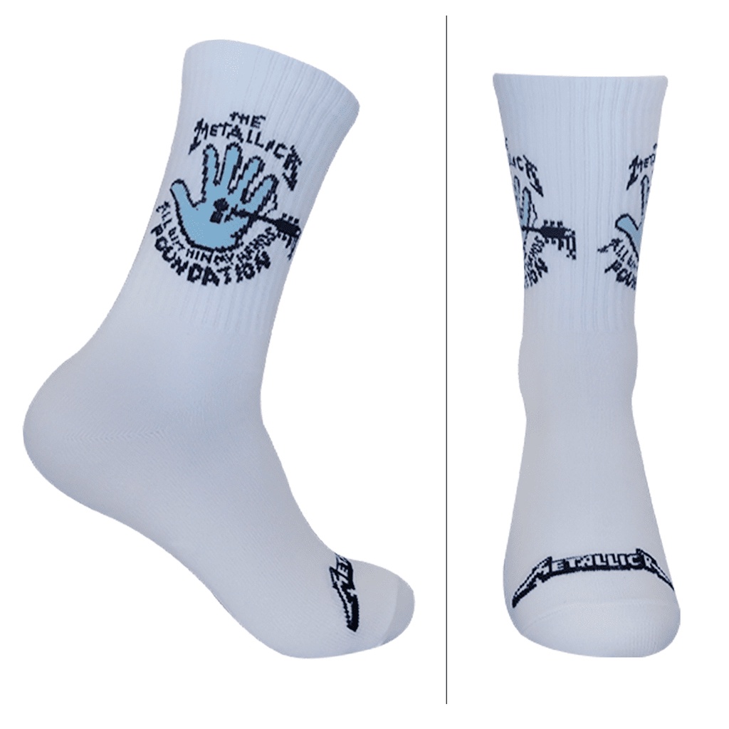Kaos Kaki Motif Metalica Putih ( B32 )