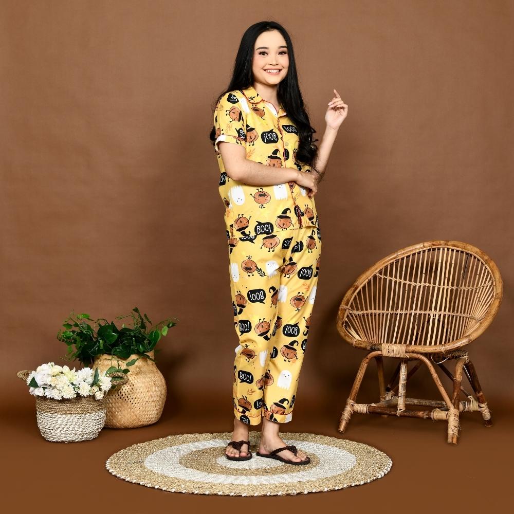 Cleopatra Piyama Wanita CP ( M, L, XXL ) Bahan Microtex / Motif Karakter / Setelan Baju Tidur Celana Panjang