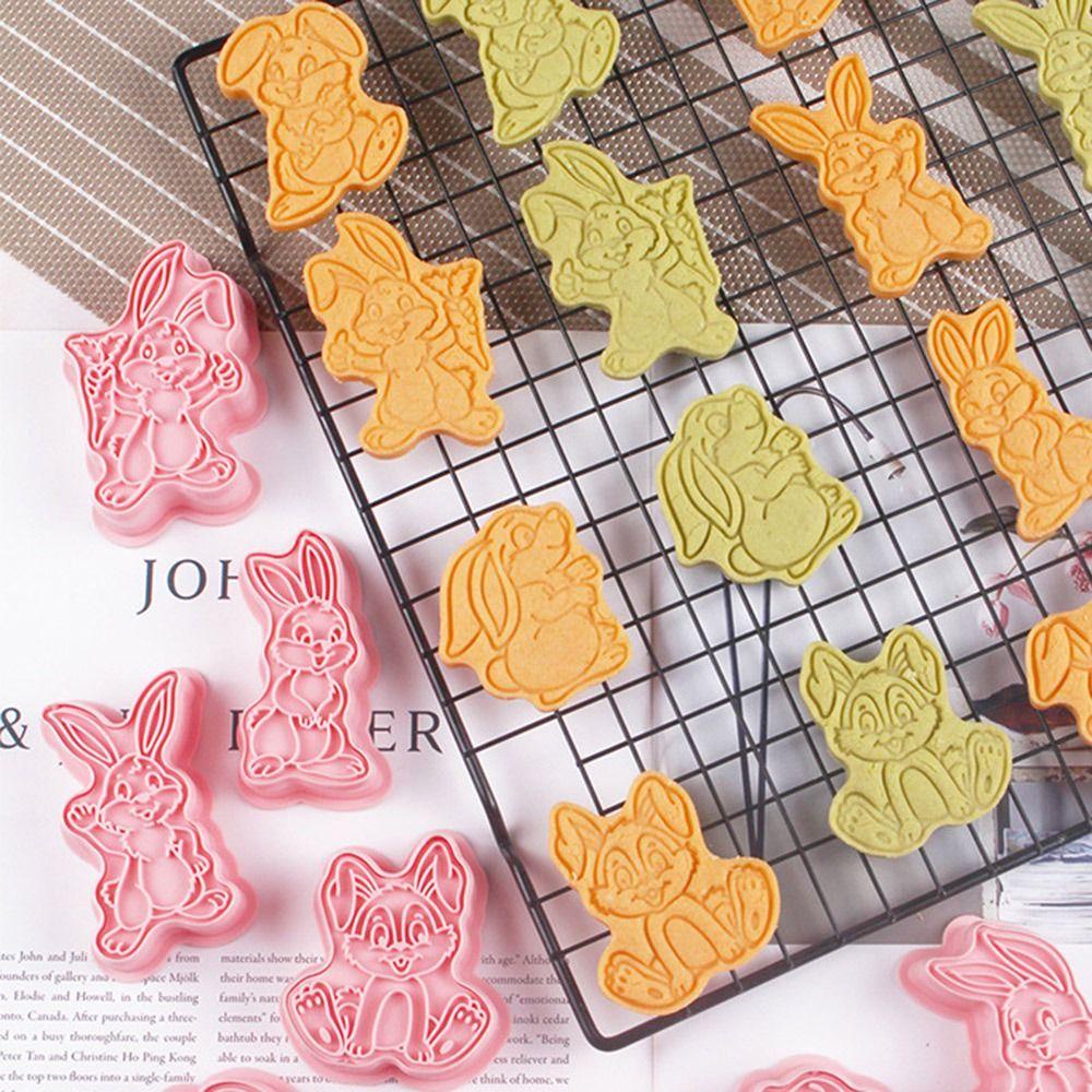 Top 8pcs/set 3D Easter Rabbit Alat Kue Pastry Dekorasi Plastik Bunny Cookie Cutter