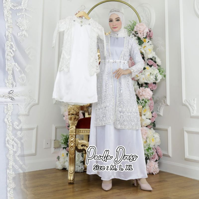 Permata Olshop / Couple Kebaya Gamis Paula Couple Ibu dan Anak / Kebaya Gamis Modern / Gamis Pesta Mewah / Gamis Modern / Gamis Kondangan