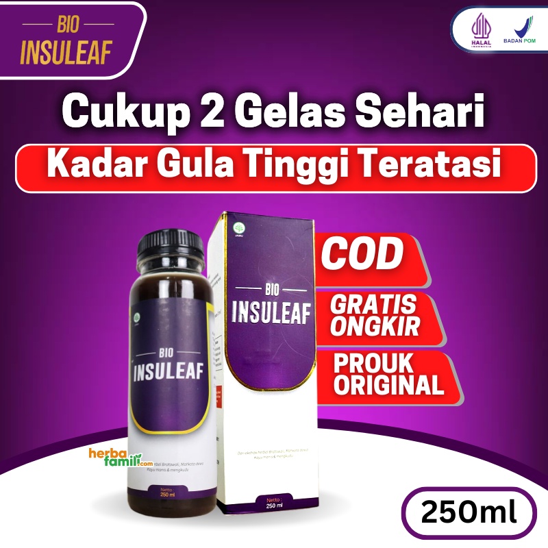 BIO INSULEAF OBAT DIABETES | Herbal Alami Bantu Atasi Kencing Manis Turunkan Gula Darah Asam Urat Kolesterol Cegah Gagal Ginjal 250ml