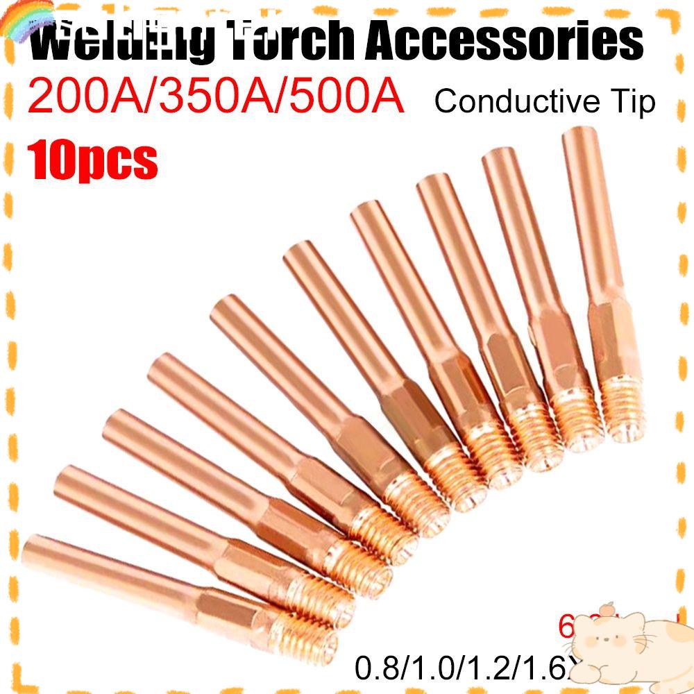 Solighter 10pcs Welding Torch Conductive Tip Tembaga Welder Perakitan Solder Perlengkapan 200A/350A/500A