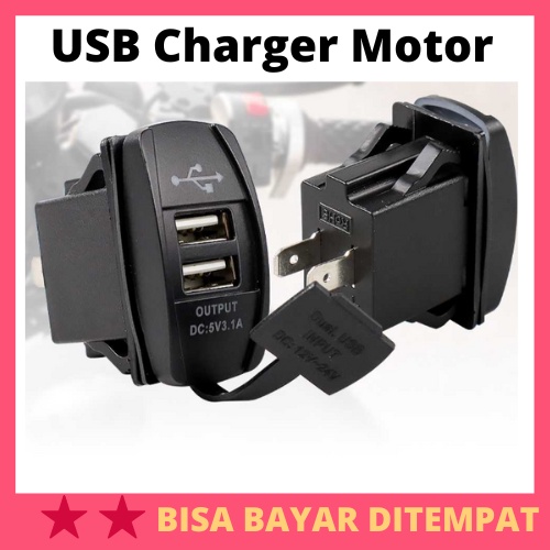 USB Charger Motor 2 Port DC 12-24V / Adaptor Adapter Alat Colok Colokan Kepala Charger Carger Carjer
