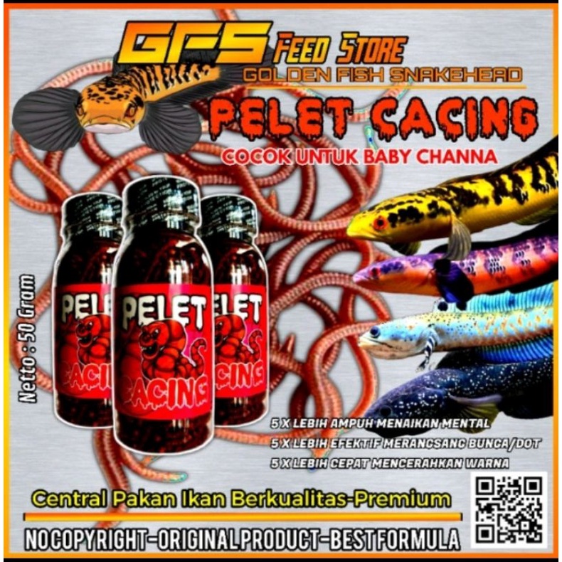 Pelet Cacing Pakan Channa Maru Channa Limbata Channa Auranti Channa Barca Channa Andrao 50 gram