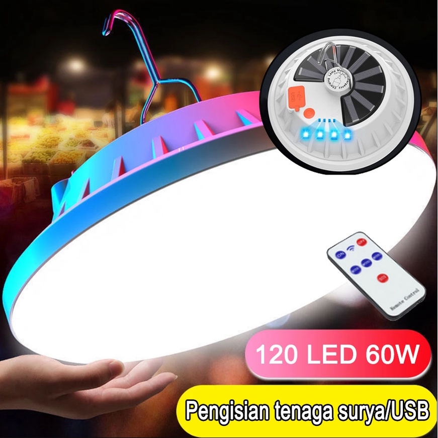 120led 5Modes LAMPU LED SOLAR CELL / BOHLAM TENAGA SURYA / LAMPU TENAGA MATAHARI / LAMPU EMERGENCY Remote Control