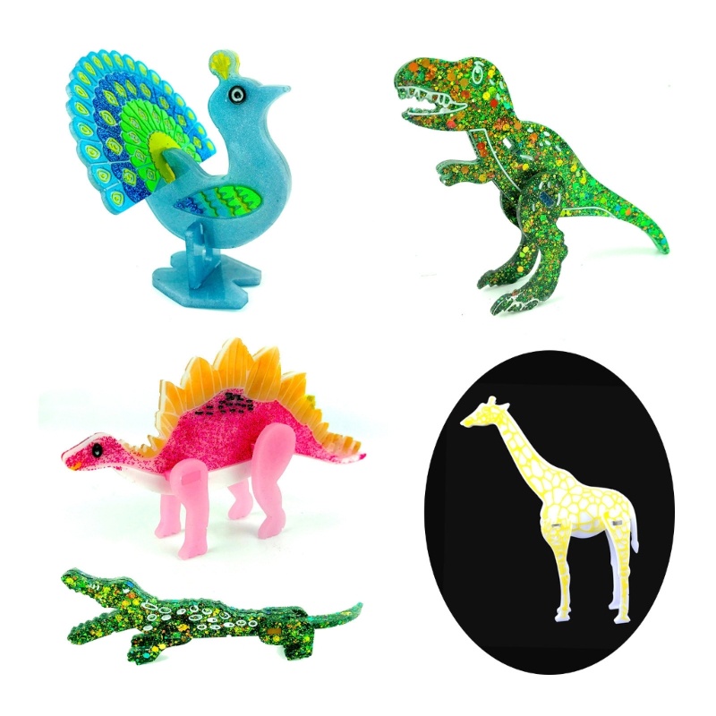 Siy DIY Cetakan Epoxy Kristal Untuk Buaya-Dinosaurus Tyrannosaurus Puzzle Kombinasi Cetakan Silikon Epoxy Resin Mold Untuk Ki