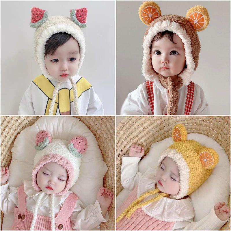 TOPI KUPLUK RAJUT FLEECE HANGAT KUPLUK POM BUAH BULU BAYI IMPORT