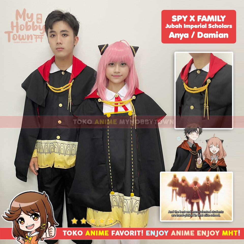 Jubah Imperial Scholar Anya Damian Kostum Cosplay Anime Spy X Family