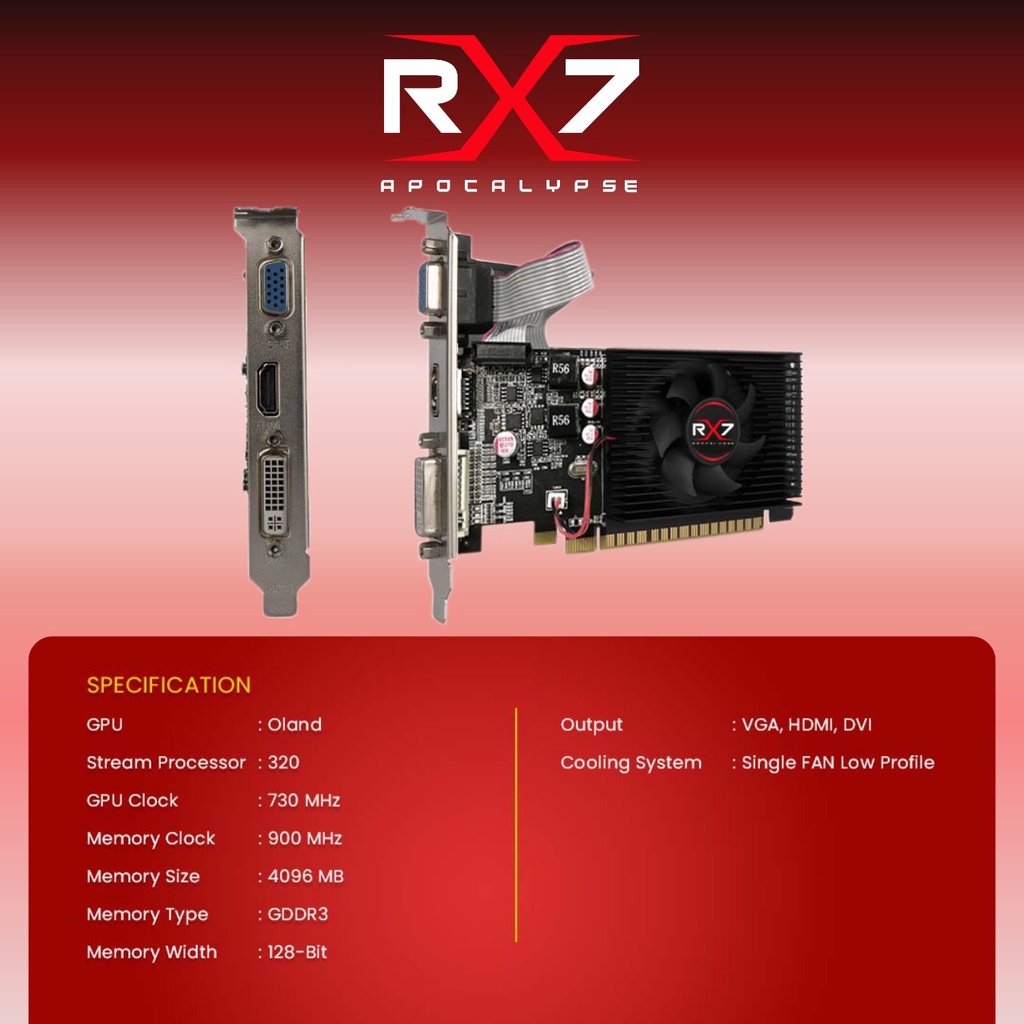 VGA RX7 R7 240 LP 4GB DDR3 128 BIT REAL CAPACITY RESMI