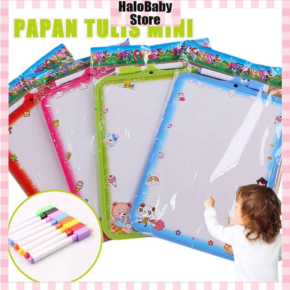 Halo Baby Papan tulis anak 16x20cm/Papan Tulis Mini/Colurful white board white free spidol penghapus