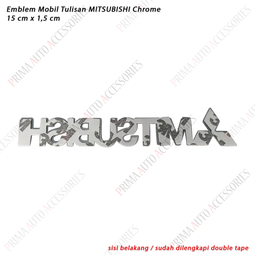 Emblem Mobil (Tulisan) MITSUBISHI Chrome 15cm