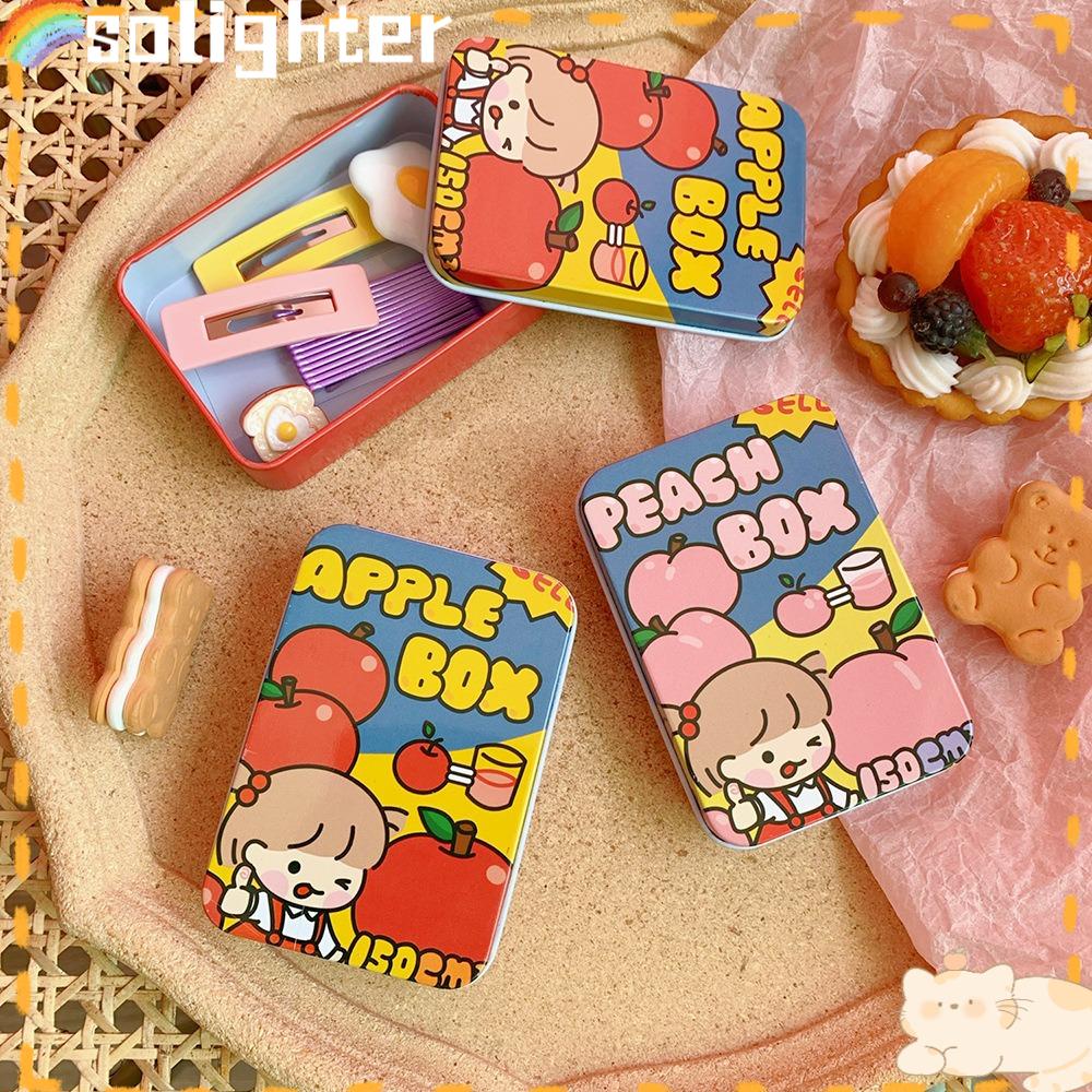 Solighter Cartoon Tin Box Mini Gift Box Kotak Permen Perhiasan Penyimpanan Kecil