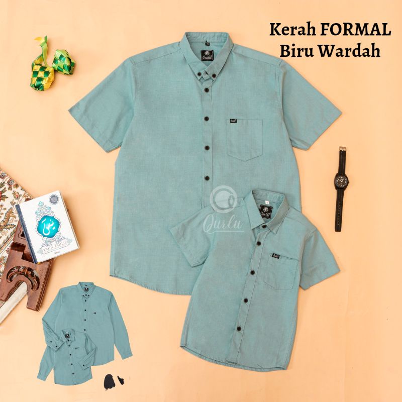 kemeja KERAH FORMAL BIRU WARDAH (bisa couple ayah anak)