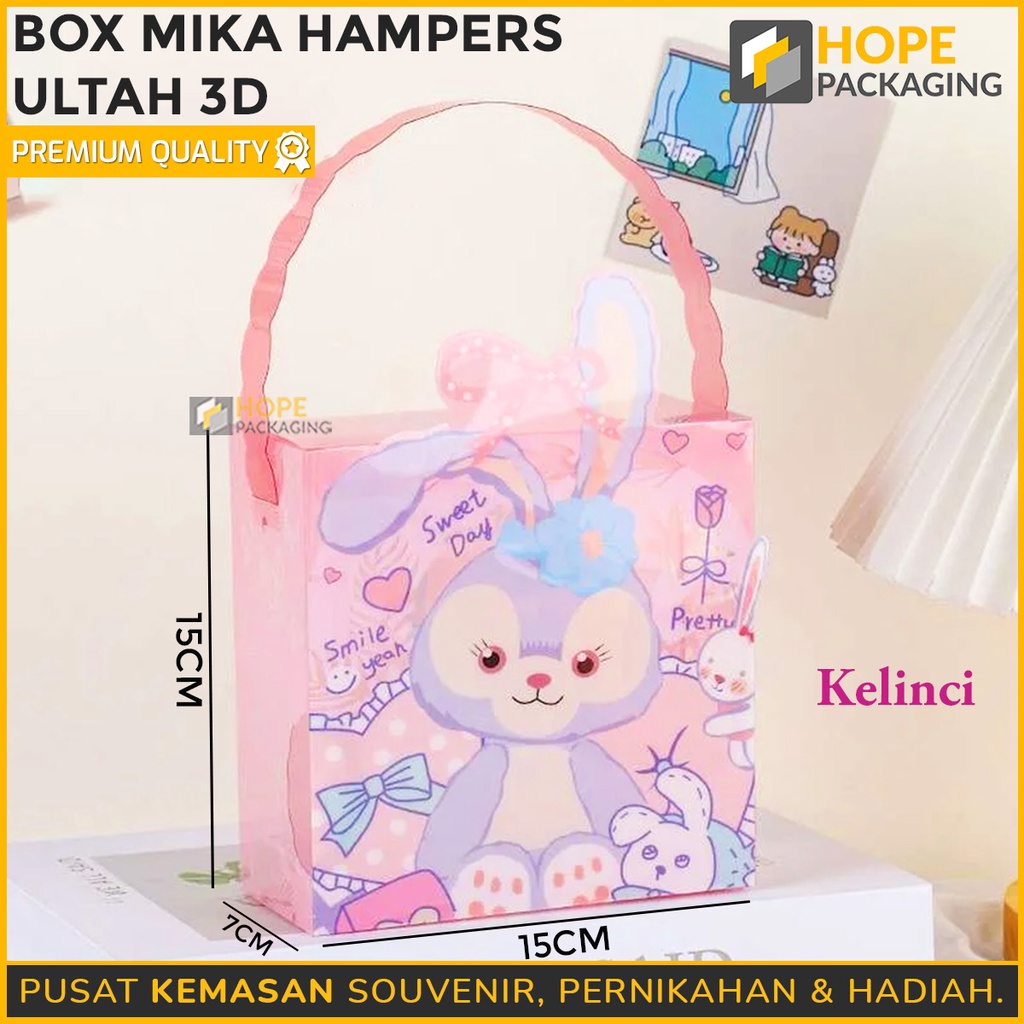 Box Mika Hampers Ultah 3D / Box Mika Transparant Hampers Goodie bag Birthday kotak animal souvenir ulang tahun anak lucu bentuk hewan