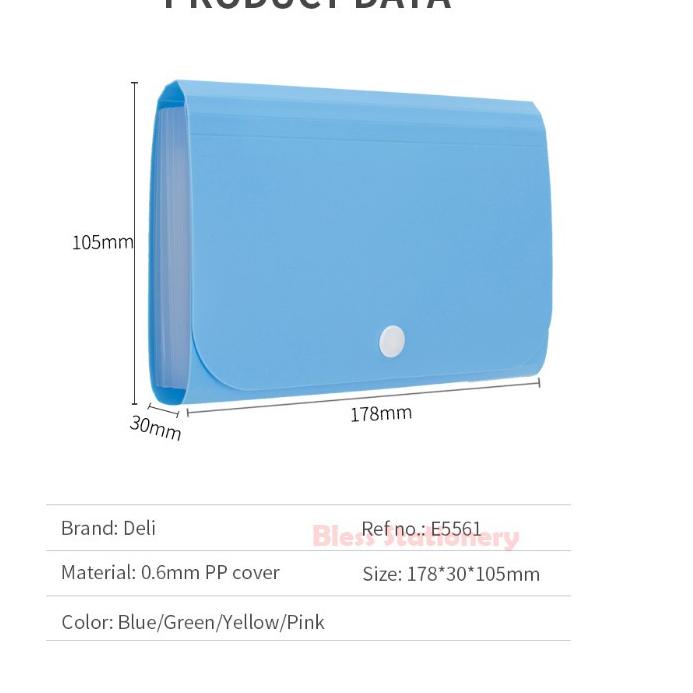 

[PRODUK RKLVD] Deli Dompet plastik A6 map uang map nota map giro Expanding File - E5561 FAL
